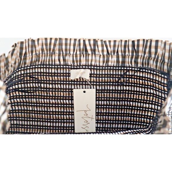 Petersyn Women's Sz M Sandbar Brown Check Barrett Smocked Ruffle Mini Skirt $245 - Picture 4 of 7